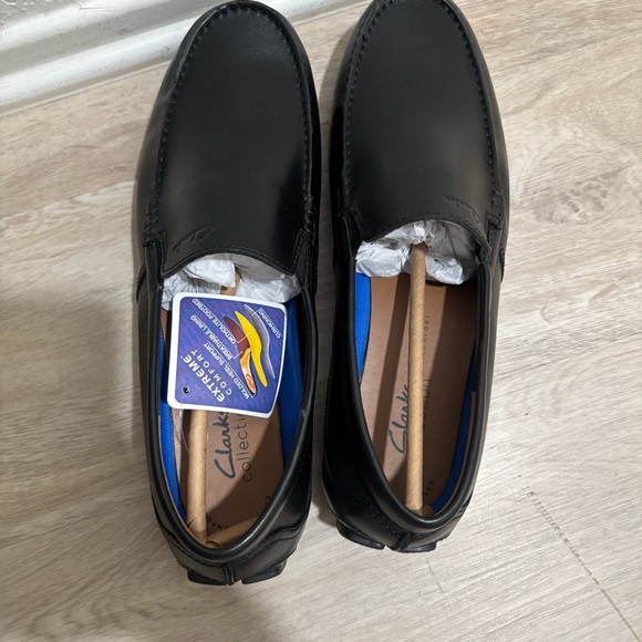 NWT Clarks Markman Plain Black Leather Loafers Moccasin Size 10.5 main image 7